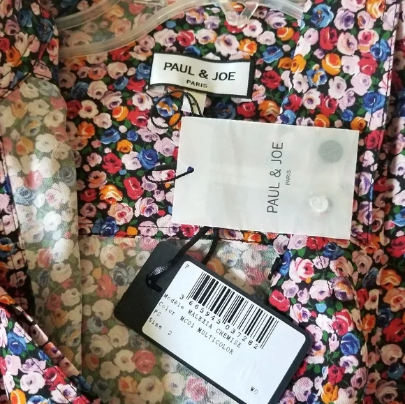 Paul & Joe Floral Button Down Shirt Size M Medium Multicolor Red Pink Bl… - Picture 5 of 9